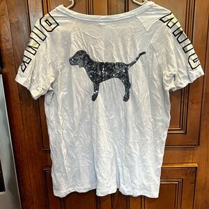 Victoria’s Secret PINK Sequin Blue T-Shirt Size Medium